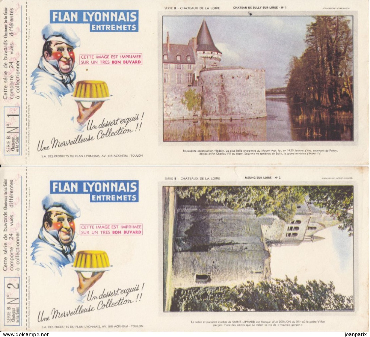 BUVARD & BLOTTER - Collection Complète Des 24 Buvards Flan Lyonnais - Série B - Châteaux De La Loire - Sonstige & Ohne Zuordnung