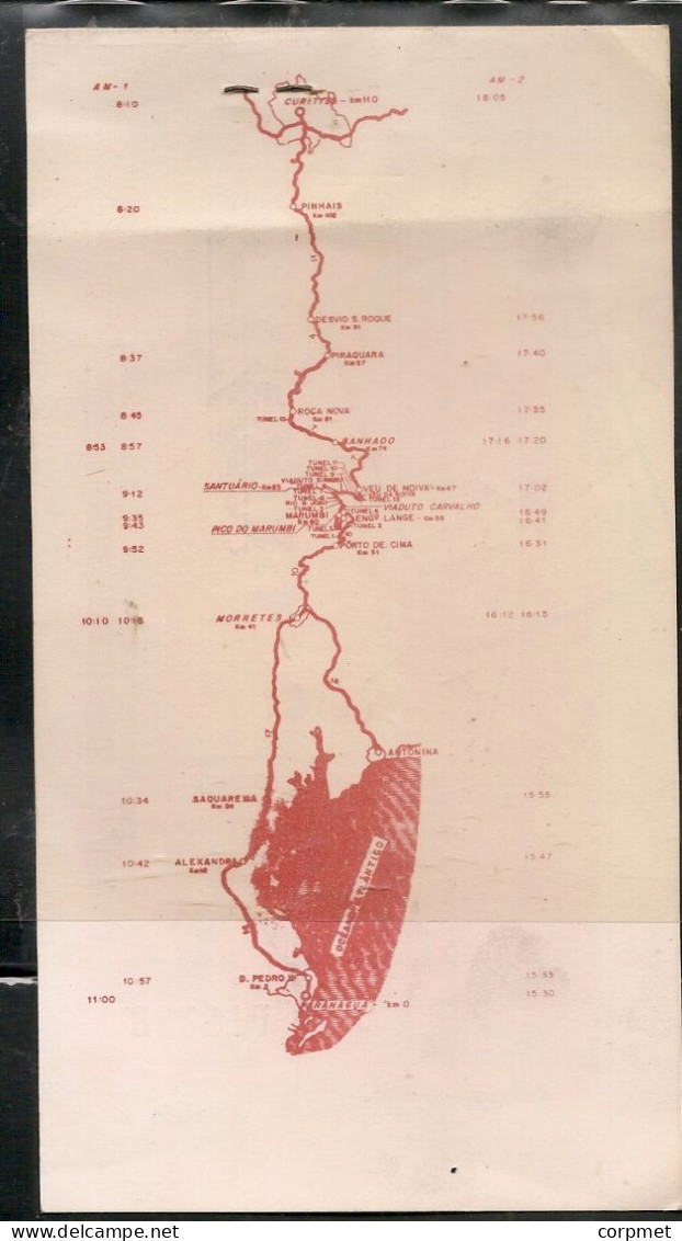 BRAZIL TRAIN PASS - Type Of Air Ticket - From PARANAGUA To CURITIBA, With A Map Of The Route On The Back - Monde