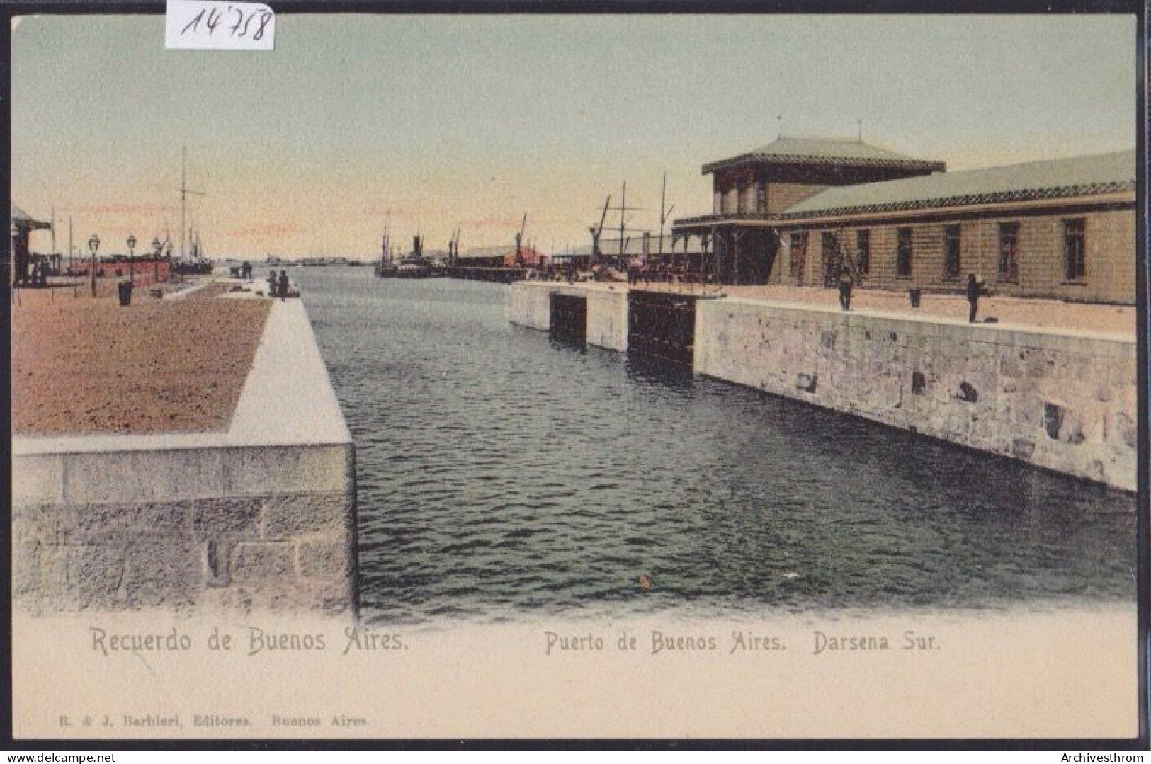 Recuerdo De Buenos Aires - Puerto De Buenos Aires - Darsena Sur - Coloreado (14'758) - Argentine