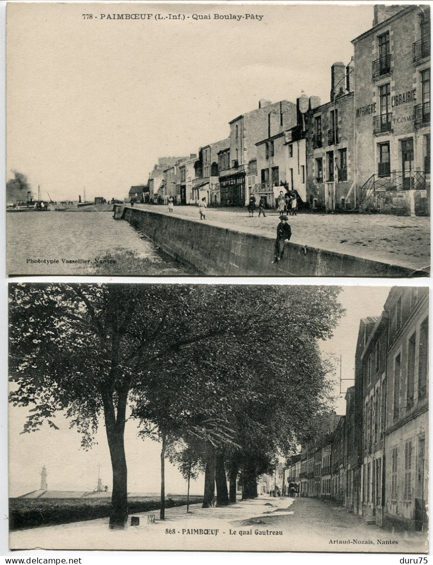 LOT 2 CPA * PAIMBOEUF Quai Boulay Pâty (animée) & Le Quai Gautreau - Paimboeuf