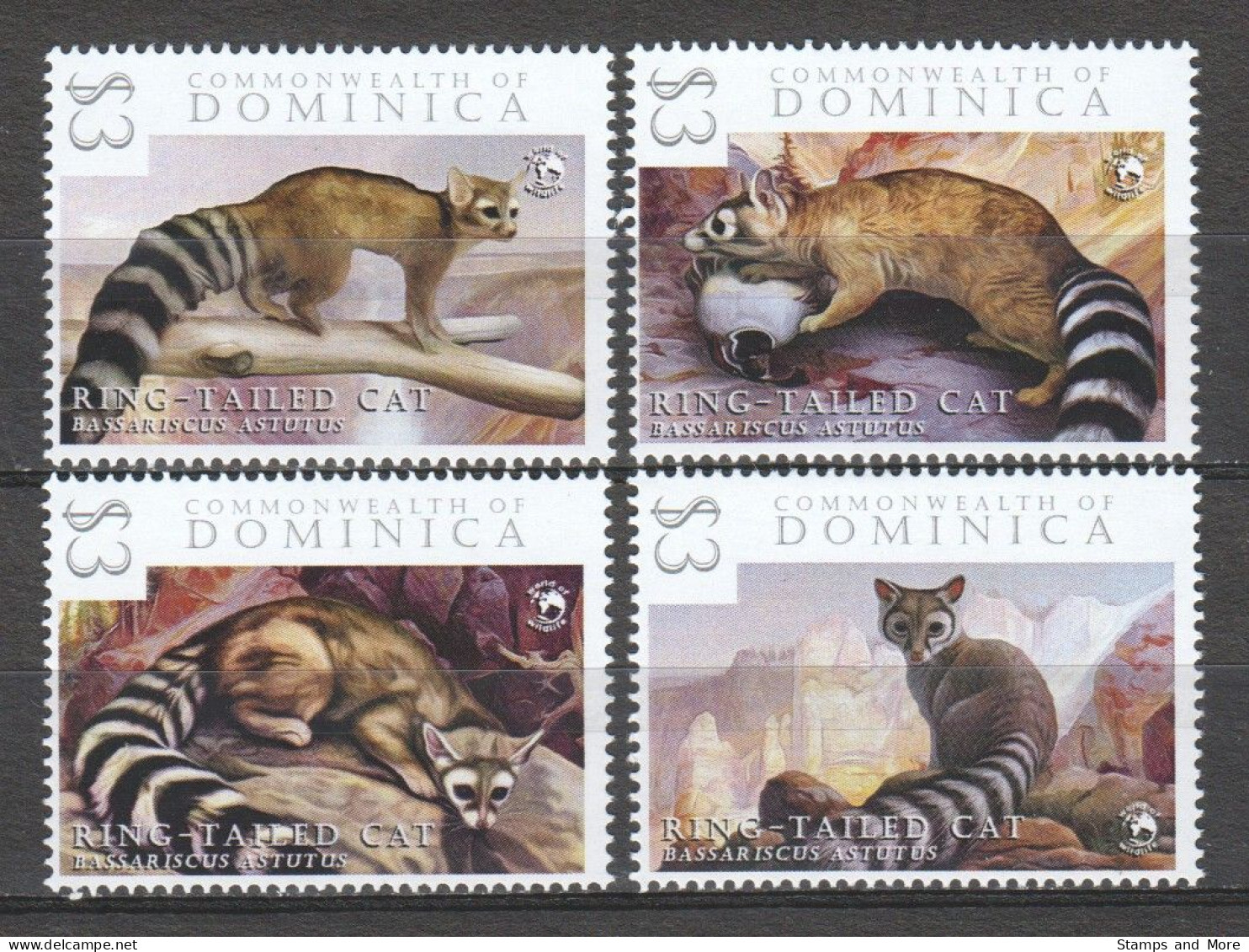 Dominica - MNH Set RING TAILED CAT - Roofkatten