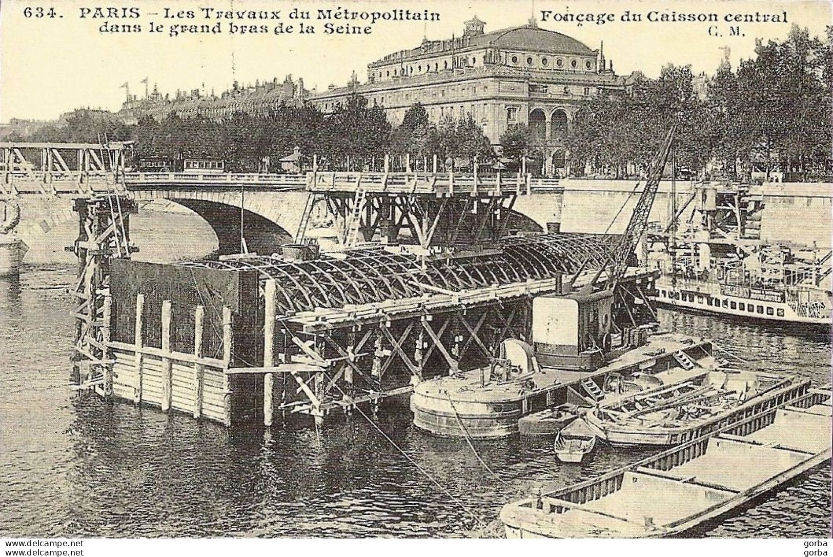 *Repro CPA - 75 - PARIS - Les Travaux Du Métro - Fonçage Du Caisson Central Dans Le Grand Bras De La Seine - Pariser Métro, Bahnhöfe