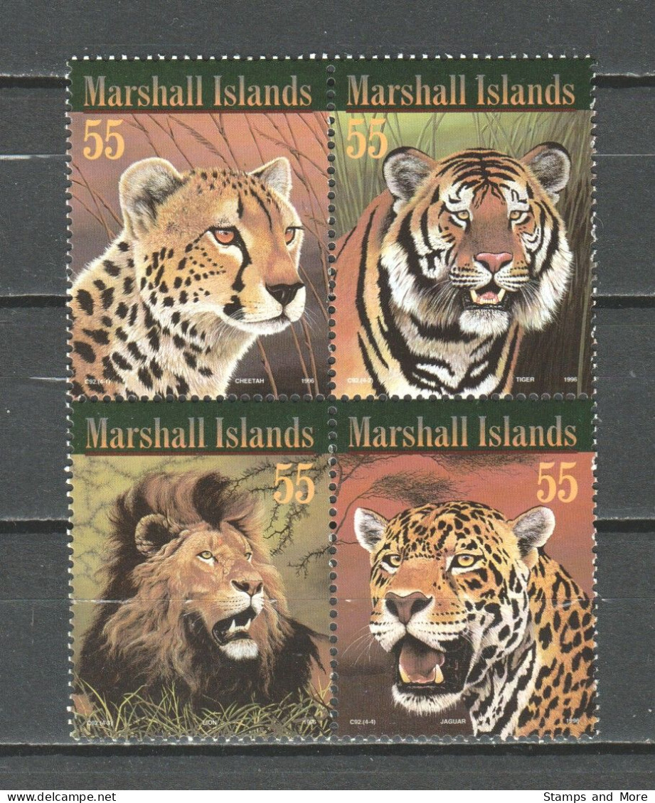 Marshall Islands 1996 Mi 667-670 MNH BIG CATS - LION - TIGER - Felinos