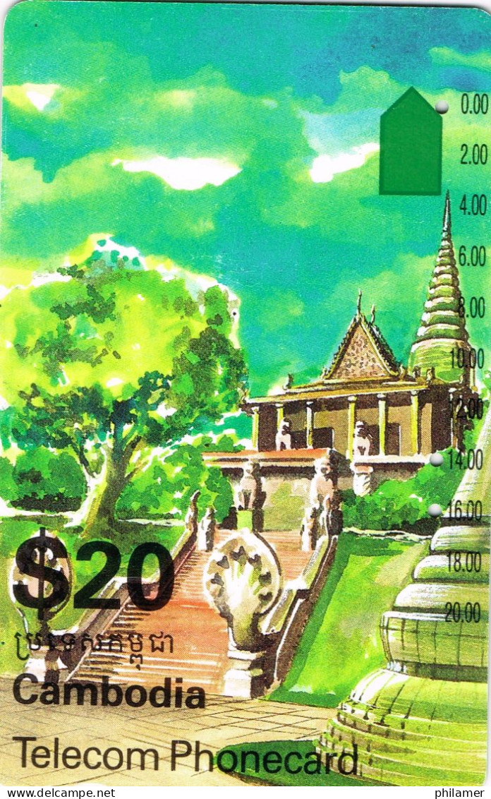 Australie Australia Cambodia Cambodge Telecom Carte Armee Souple A Trou Angkor Vat Temple 20 $ Ut BE - Australie