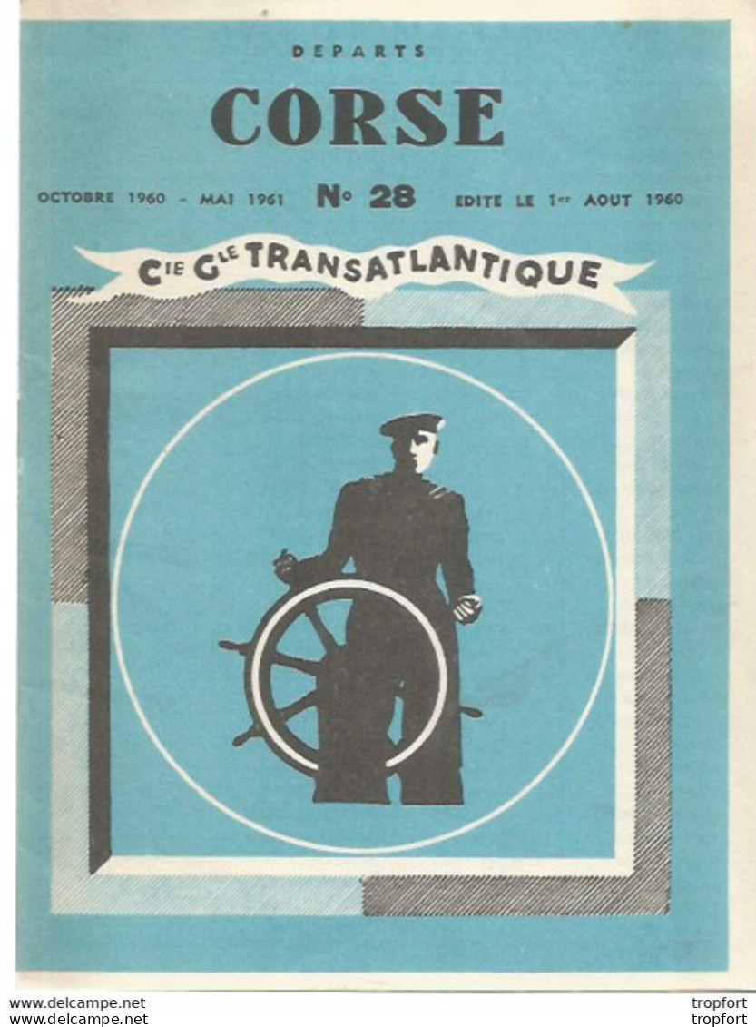 JV / LIVRET Compagnie Transatlantique N°28 HORAIRES 1960 Corse Traversée DEPART BATEAU TRANSFERT - Europe