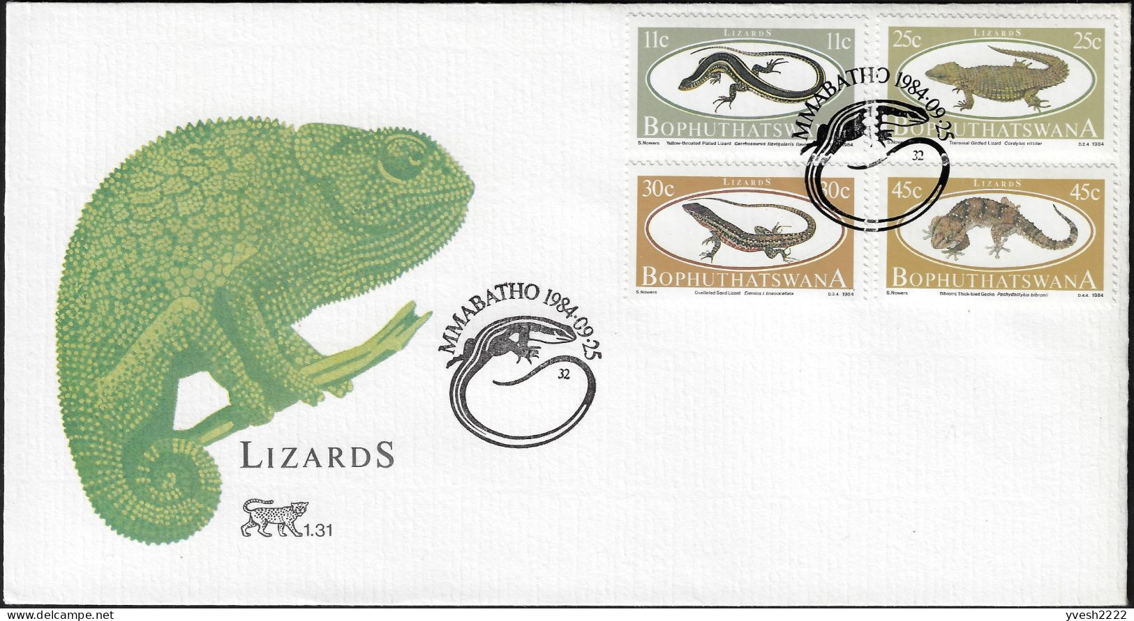 Bophuthatswana 1984 Y&T 129 à 132 Sur FDC. Lézards Sud-africains - Autres & Non Classés