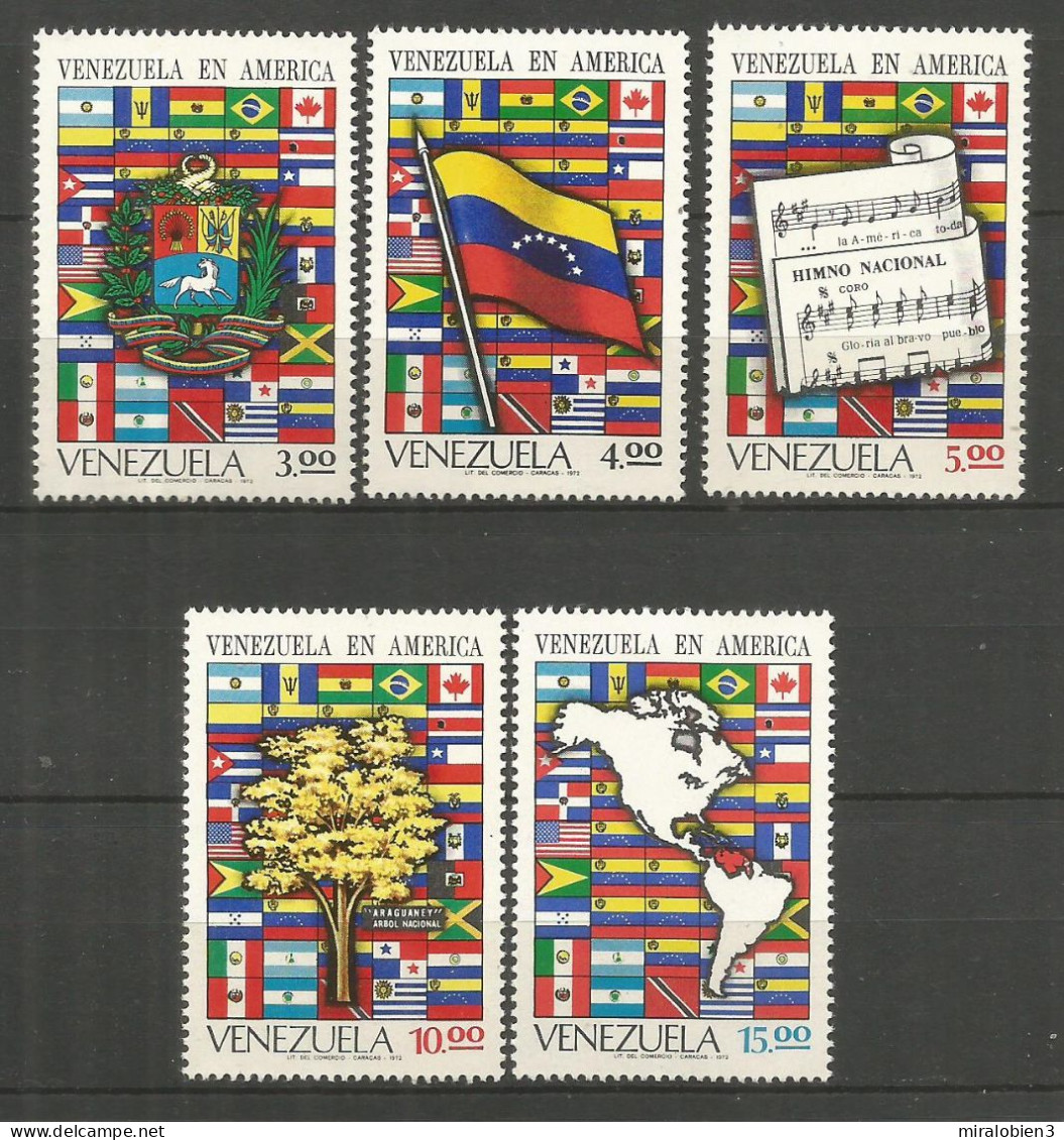 VENEZUELA YVERT NUM. 841/845 * SERIE COMPLETA CON FIJASELLOS - Venezuela