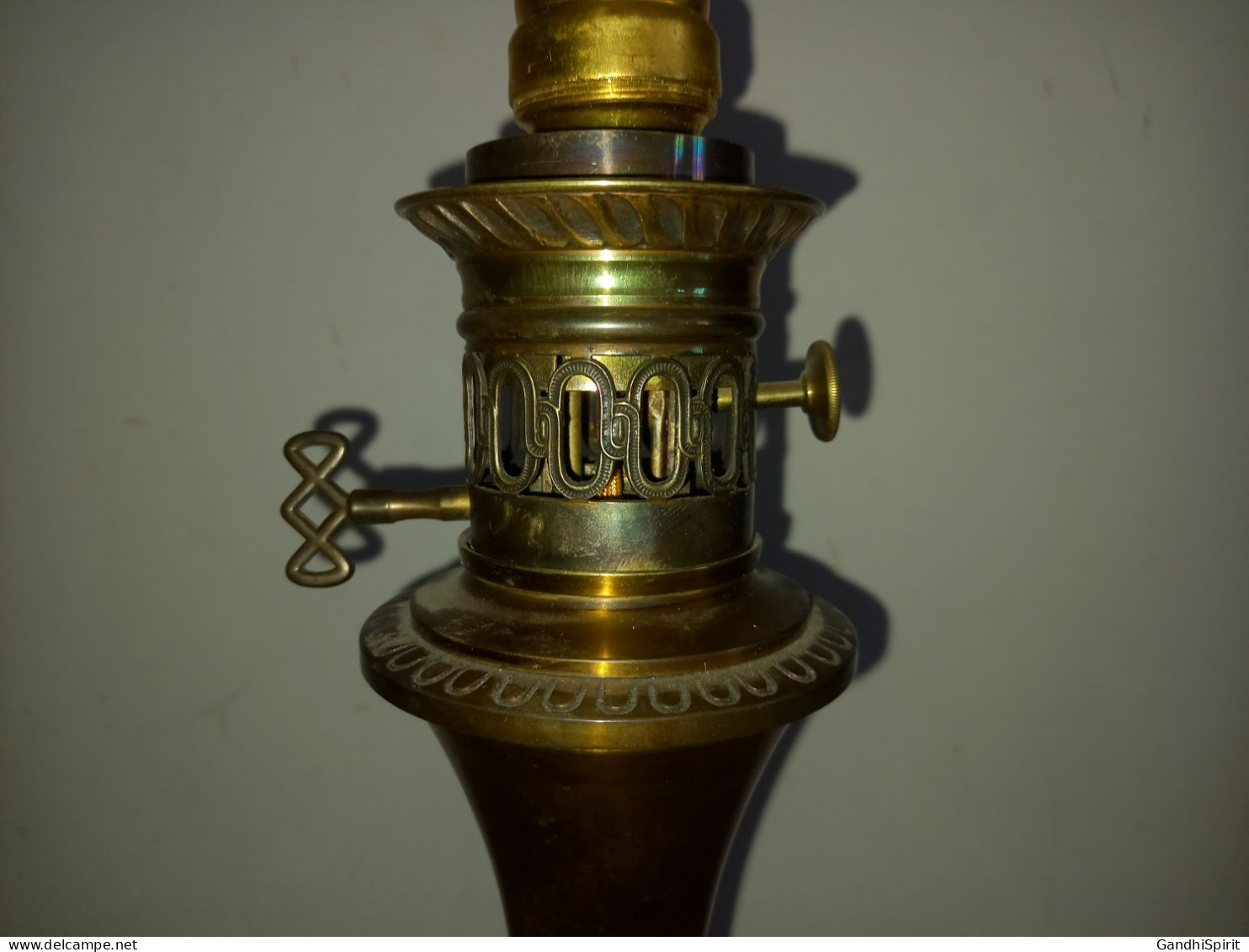 Magnifique Lampe JS à Pétrole Huile Ancienne électrifiée D'époque Socle Bronze - Leuchten & Kronleuchter