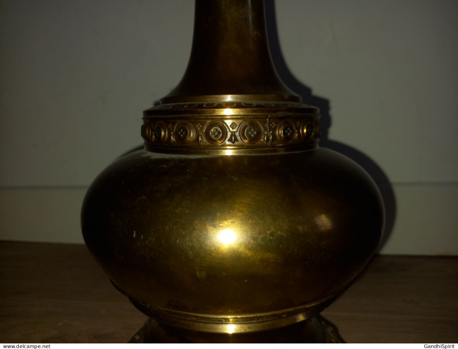 Magnifique Lampe JS à Pétrole Huile Ancienne électrifiée D'époque Socle Bronze - Leuchten & Kronleuchter