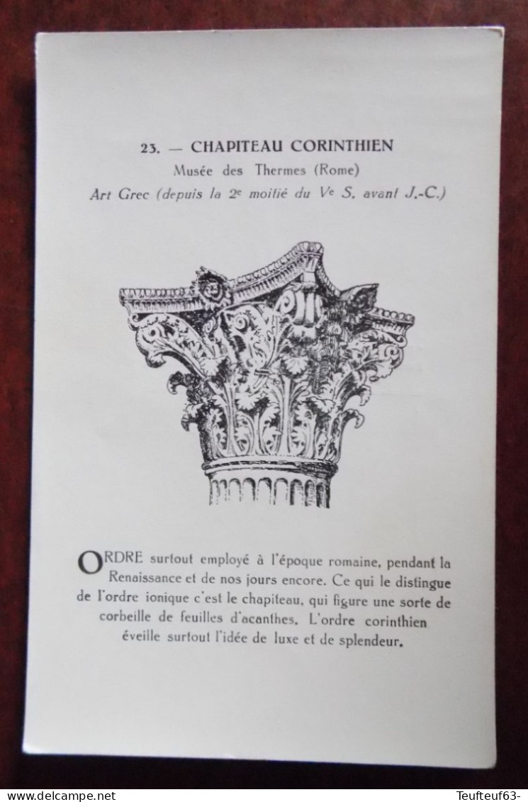 Cpa Art Grec ; Chapiteau Corinthien - Antike