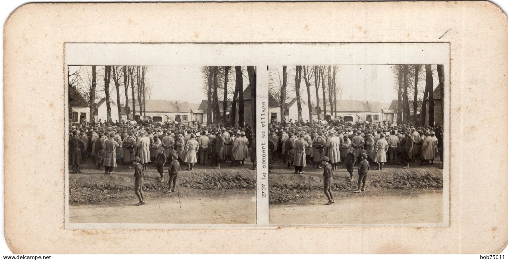 Photo Stereoscopique  , Le Concert Au Village - 1914-18