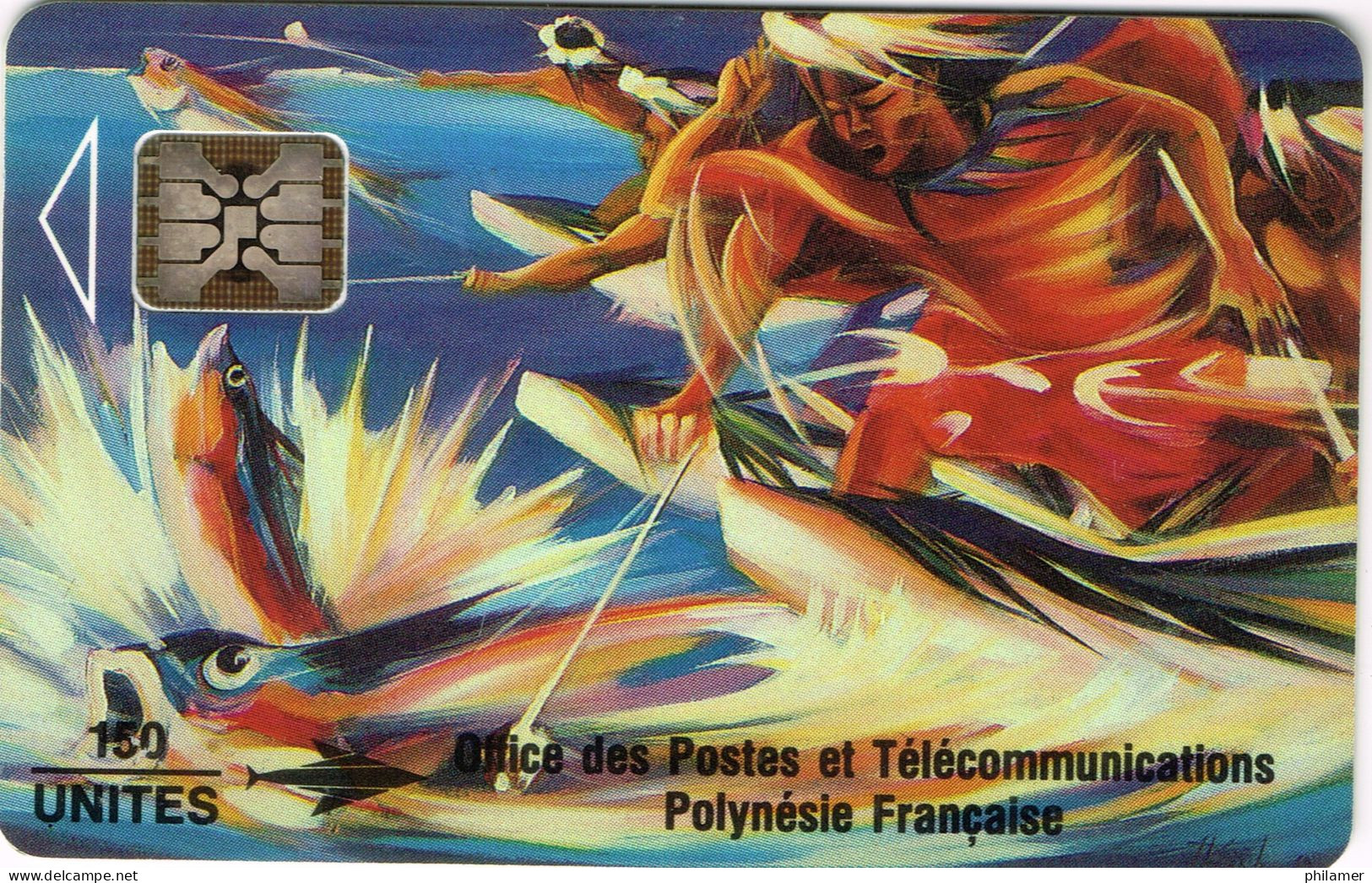 Polynesie Francaise Telecarte Phonecard PF14A SC5 Dos Rose  Peche Aux Cailloux Poisson Tane  B - Polynésie Française