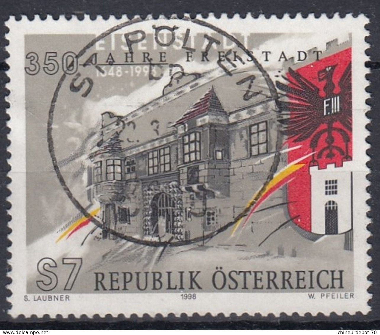 S7 REPUBLIK ÖSTERREICH S LAUBNER 1998 W PFEILER Cachet Sankt Polten - Gebruikt