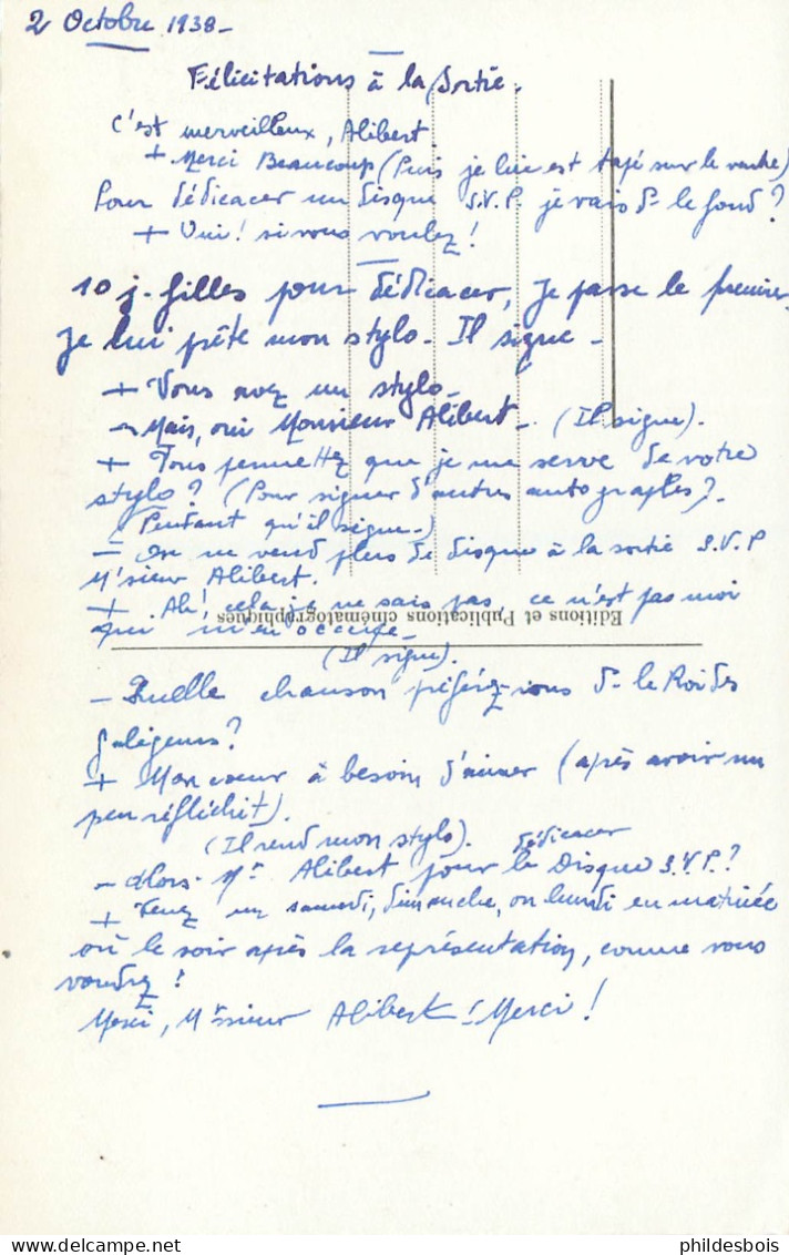 ARTISTE Henri ALIBERT  Dédicace , Autographe Original Voir Texte Au Dos - Artisti