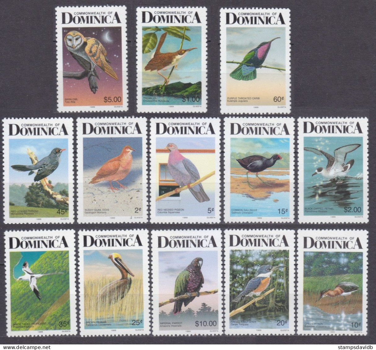 1989 Dominica 1004IIC-1017IIC Birds  27,00 € - Albatro & Uccelli Marini