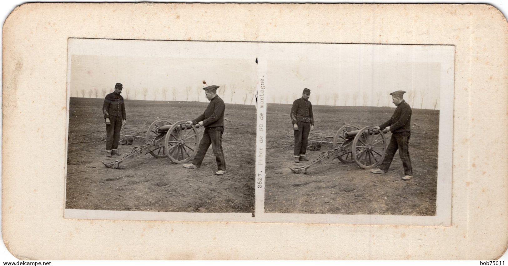 Photo Stereoscopique  , Piéce De 80 De Montagne - 1914-18