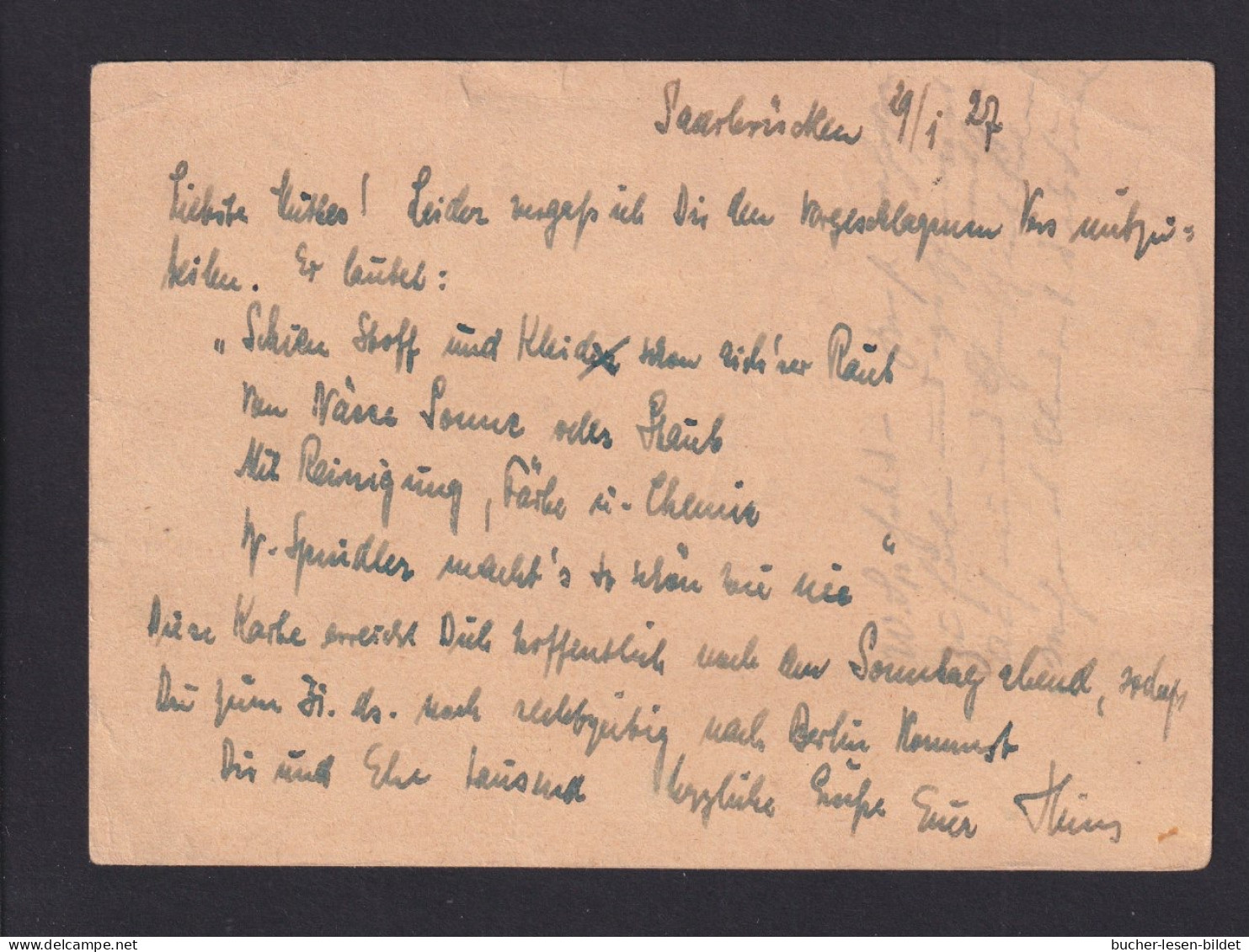 1927 - 20 Pf. Ganzsache (P 19) Mit Zufrankatur Als Eilboten Ab Saarbrücken Nach Hannover - Lettres & Documents