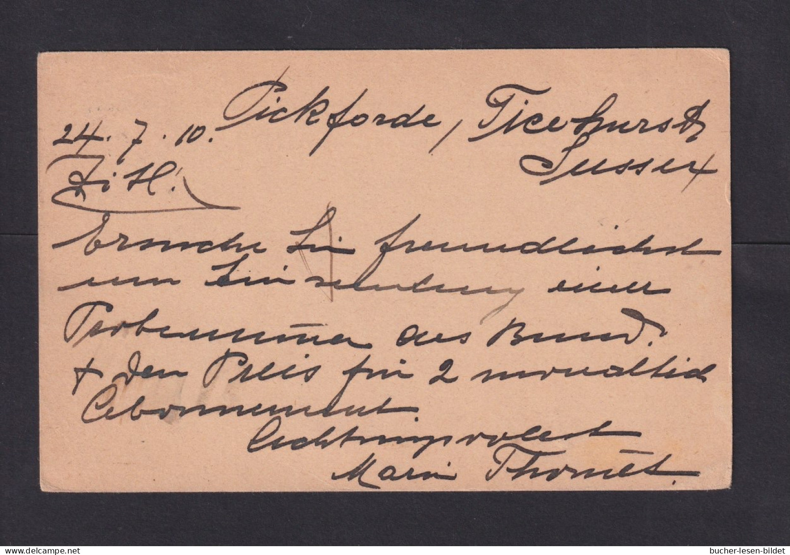 1910 - 1 P. Ganzsache Ab TICEHURST Nach Bern - Storia Postale