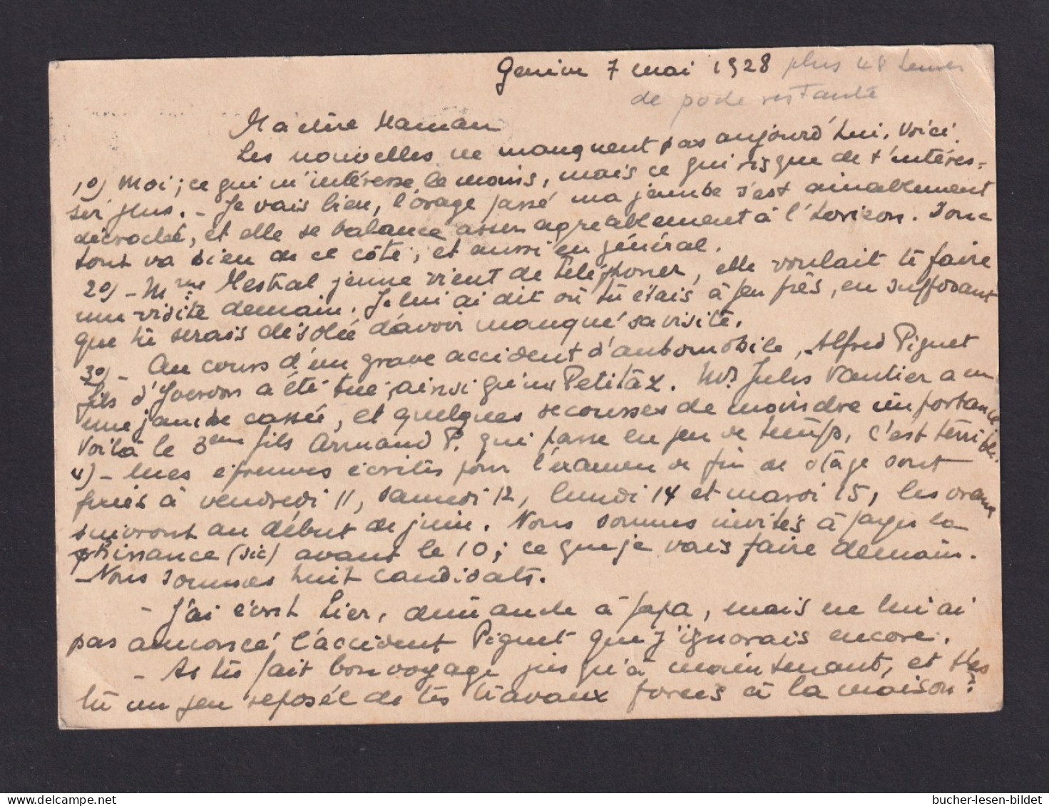 1928 - Ganzsache Aus Geneve Nach Chalon - 1 F. Portomarke - 1927-31 Caisse D'Amortissement