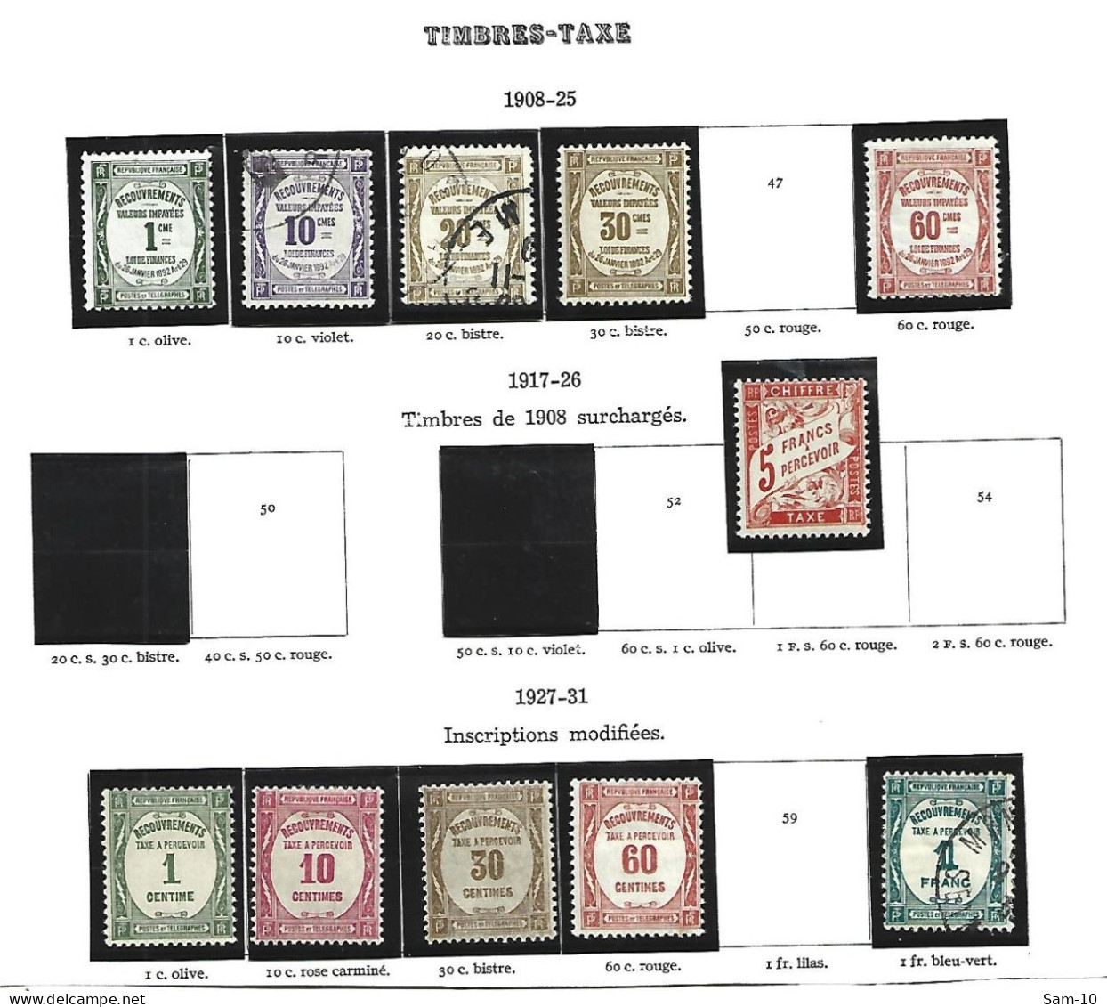 Petit Lot De Timbre De France Taxe Neuf * Et Oblitéré - 1859-1959 Mint/hinged