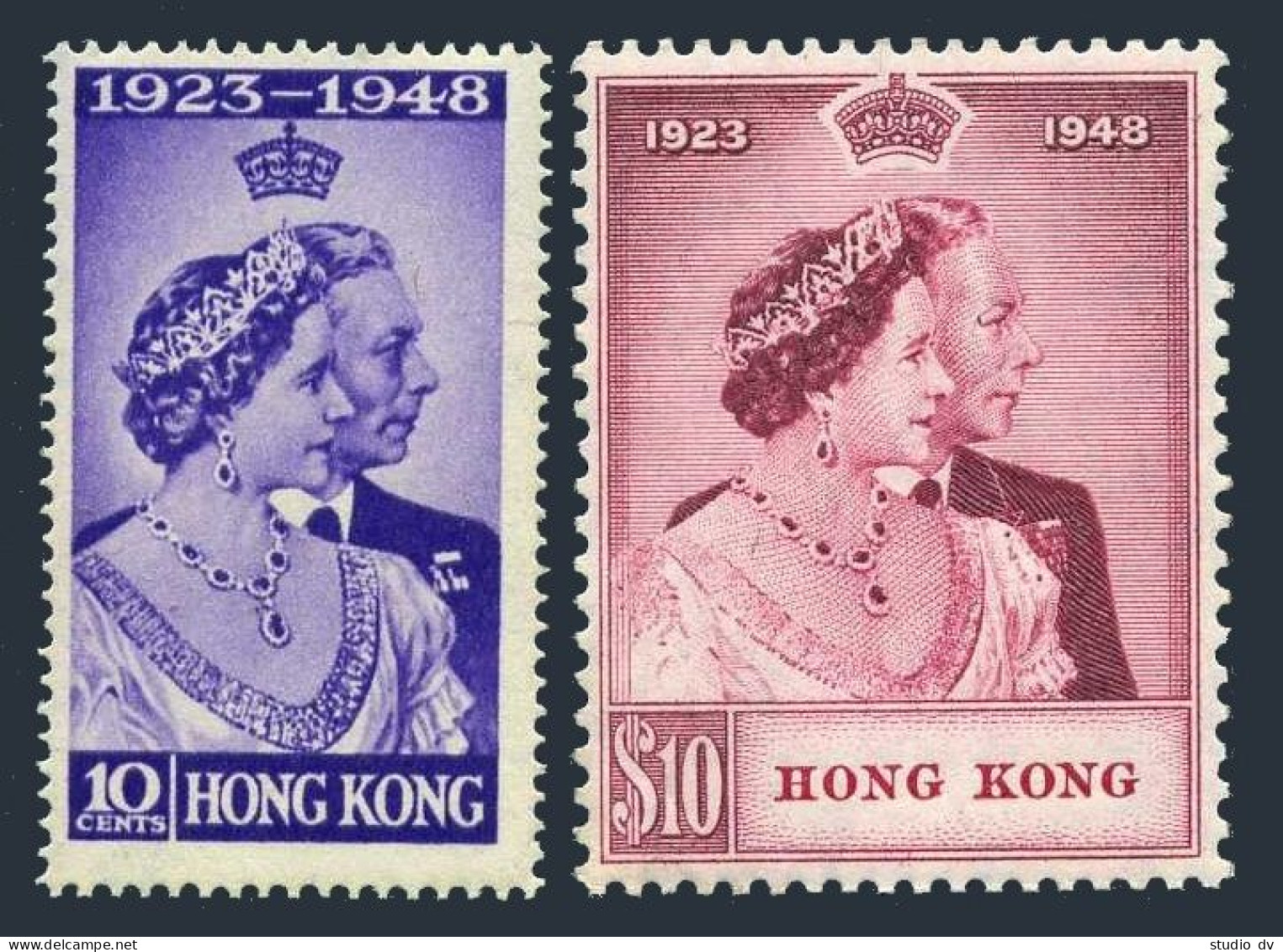 Hong Kong 178-179, Hinged. Silver Wedding, 1948. George VI & Queen Elizabeth. - Unused Stamps