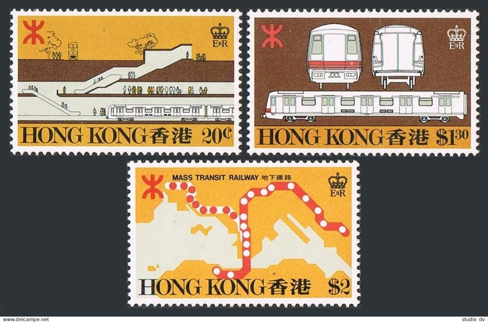 Hong Kong 358-360, MNH. Michel 357-359. Mass Transit Railroad, 1979. - Unused Stamps