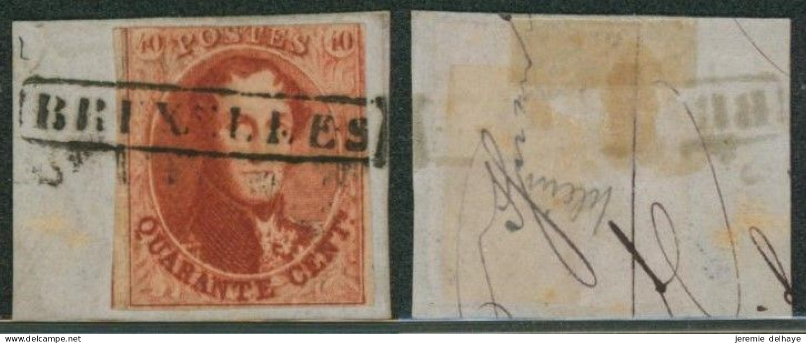 Médaillon - N°12 Sur Fragment De Lettre Annulé Par Griffe Encadré (ambulant) BRUXELLES - 1858-1862 Medaglioni (9/12)