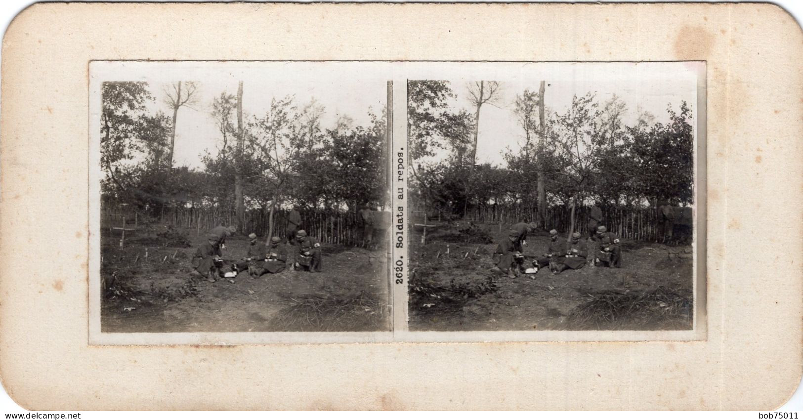 Photo Stereoscopique  , Soldats Au Repos - 1914-18