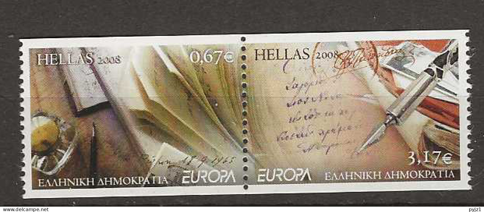 2008 MNH Greece Mi 2467-68-C Europa From Booklet Postfris** - Ungebraucht