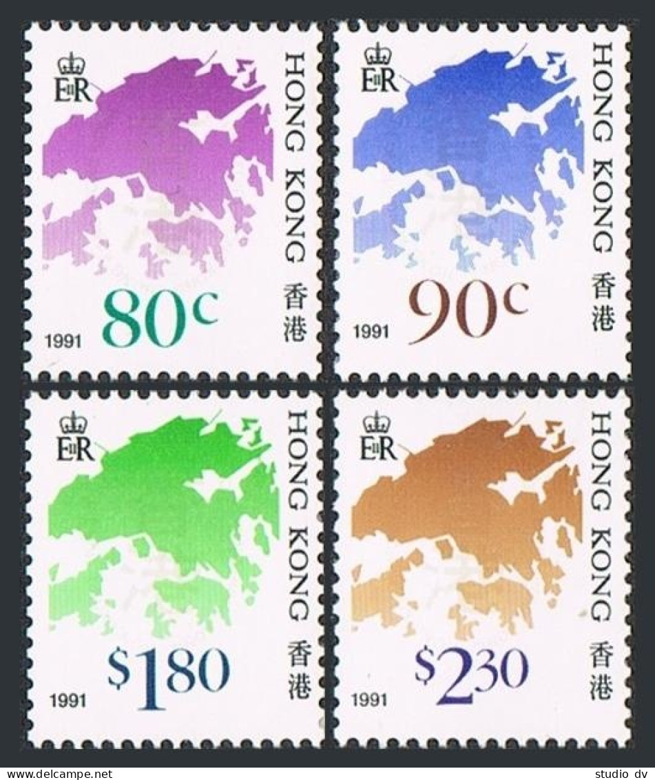 Hong Kong 611-614, MNH. Michel 641-644. Coil Stamps 1991. Map Of Hong Kong. - Neufs