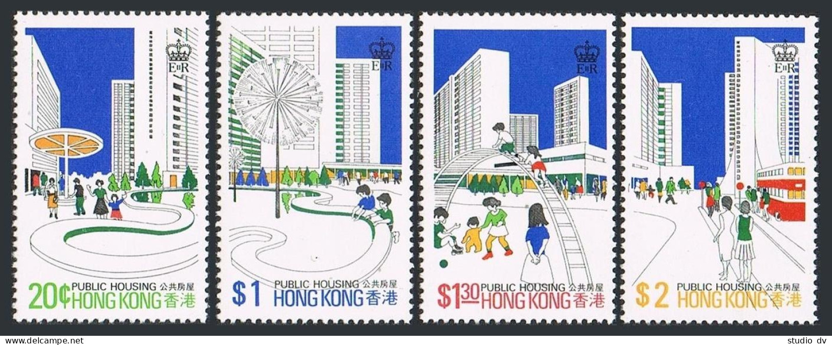 Hong Kong 376-379,379a, MNH. Mi 376-379,Bl.3. Public Housing Development, 1981. - Ongebruikt