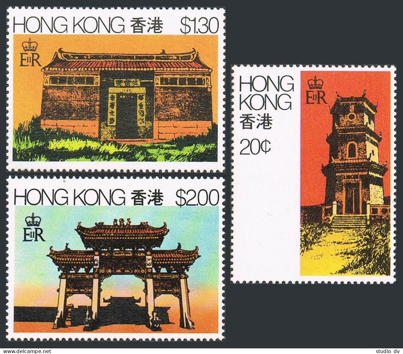 Hong Kong 361-363, MNH. Michel 360-362. Rural Architecture 1980. Temple, Pagoda, - Neufs