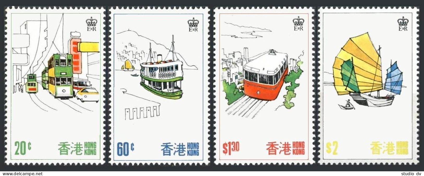 Hong Kong 338-341, MNH. Mi 337-340. Streetcars, Junk, Sumpan, Funicular Railway, - Ungebraucht