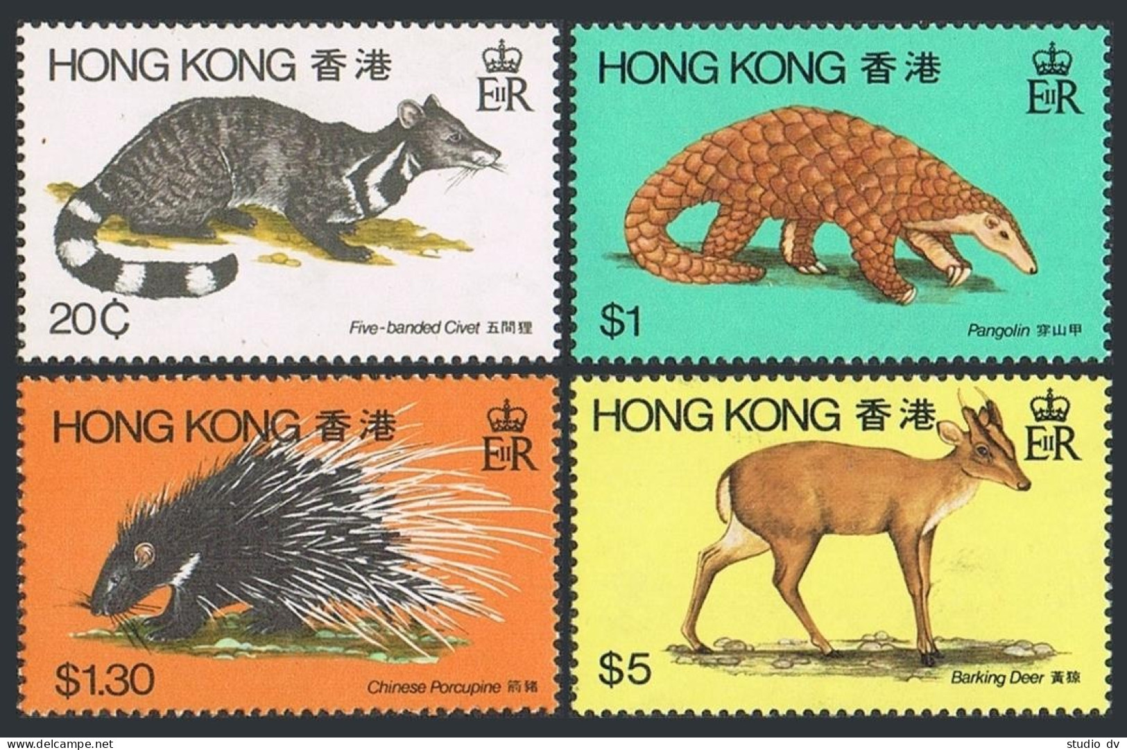 Hong Kong 384-387, MNH. Michel 384-387. Civet, Pangolin, Porcupine,Deer. 1982. - Unused Stamps
