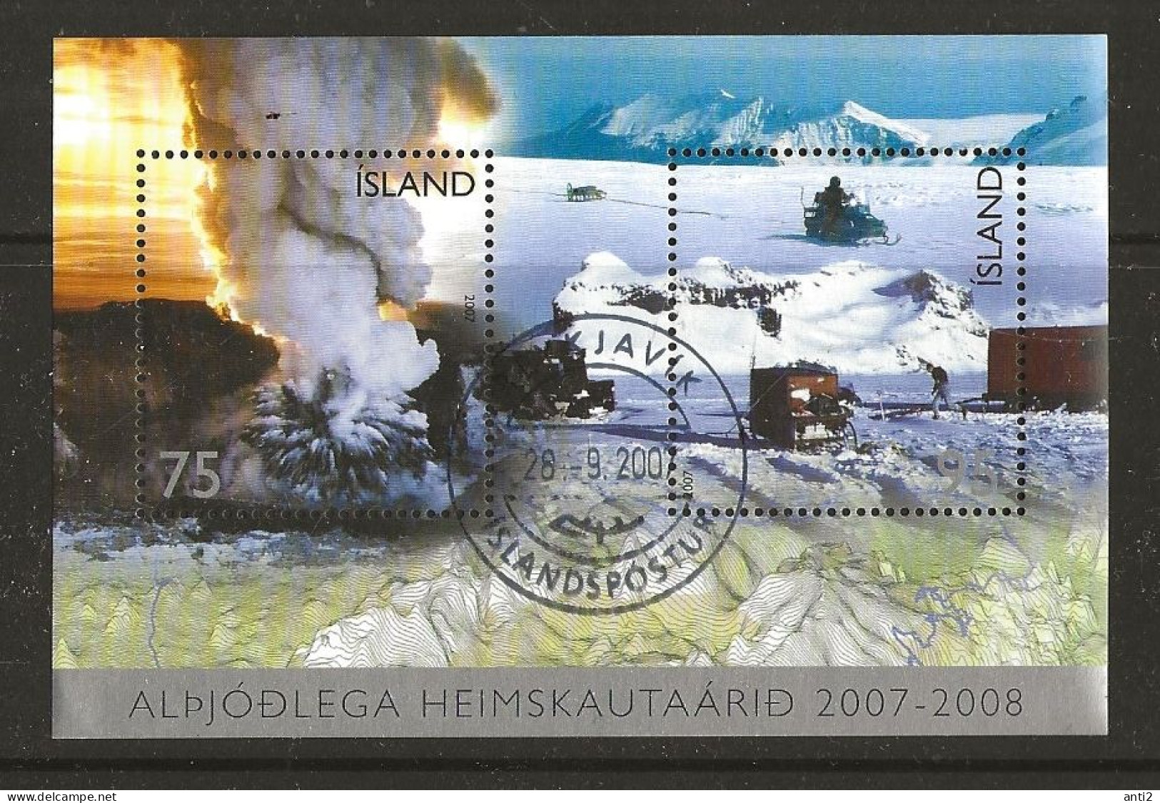 Iceland Island  2007 International Polar Year, Mi Bloc 42, Cancelled(o) - Usados