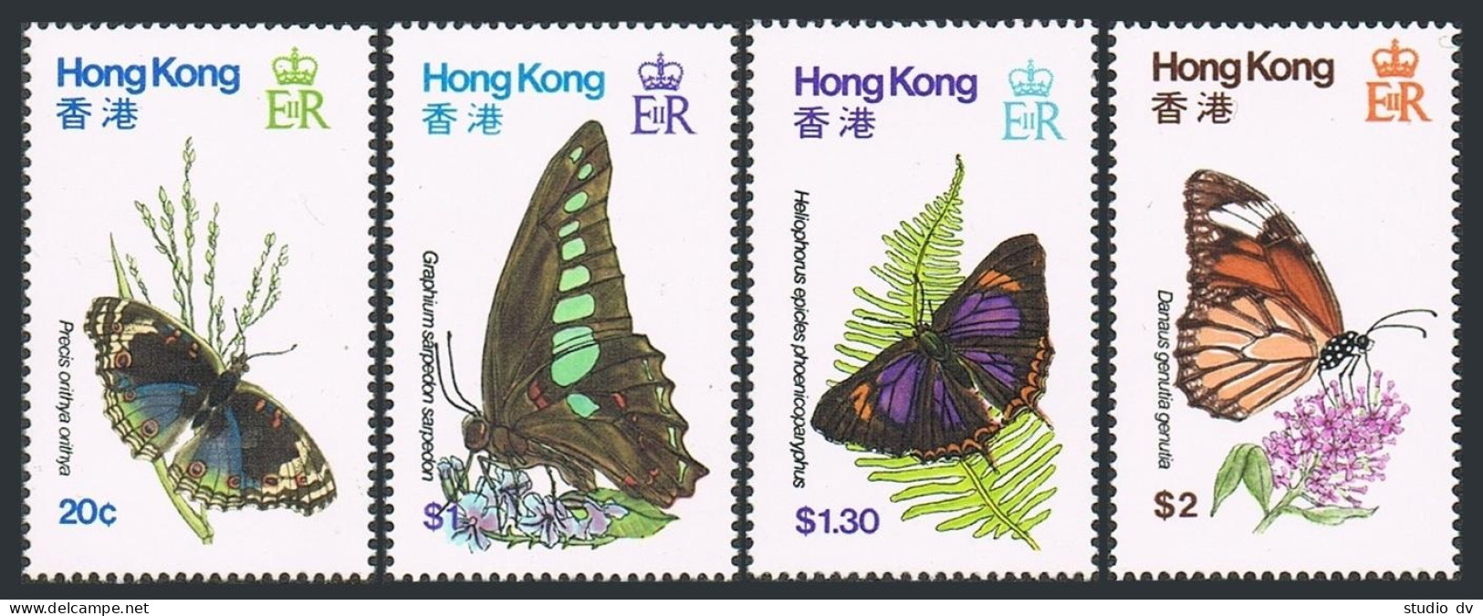 Hong Kong 354-357, MNH. Mi 353-356. Butterflies 1979. Precis Orithya, Graphium  - Unused Stamps