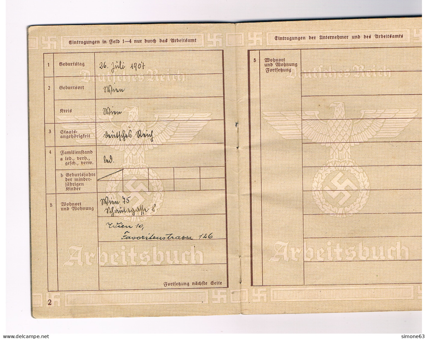 Empire Allemand - Livrett De Travail  - Deutfches Reich - Arbeitsbuch - 1939-45 - Au Nom Se SUMBERA  - Autriche - Documents