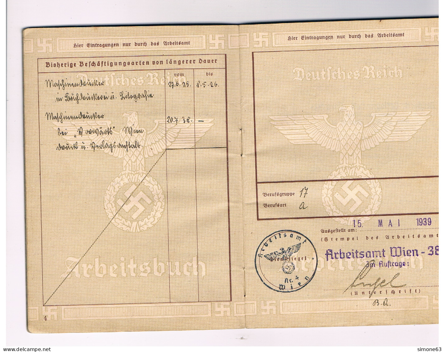 Empire Allemand - Livrett De Travail  - Deutfches Reich - Arbeitsbuch - 1939-45 - Au Nom Se SUMBERA  - Autriche - Documents