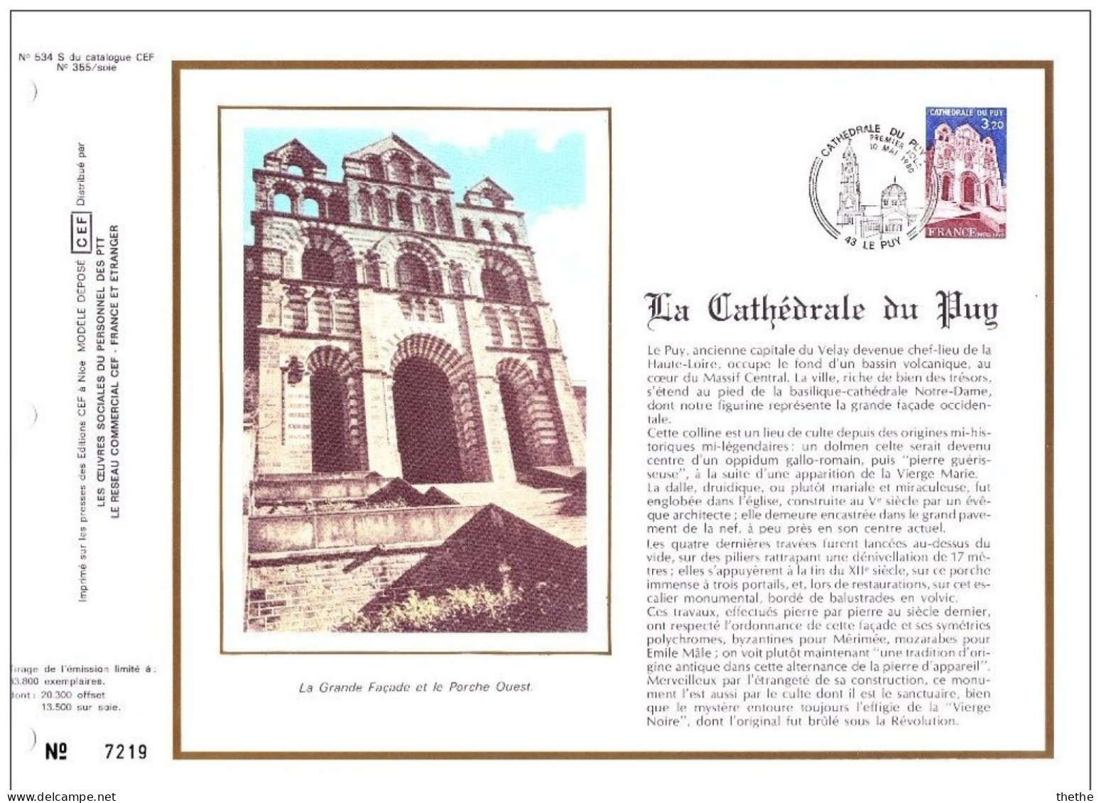 FRANCE - La Cathédrale Du Puy - N° 534 S  Du Catalogue CEF - 1980-1989