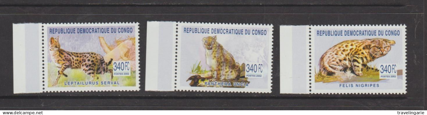 Democratic Republic Of Congo 2003 Wild Cats Set Of 3 MNH ** - Nuovi