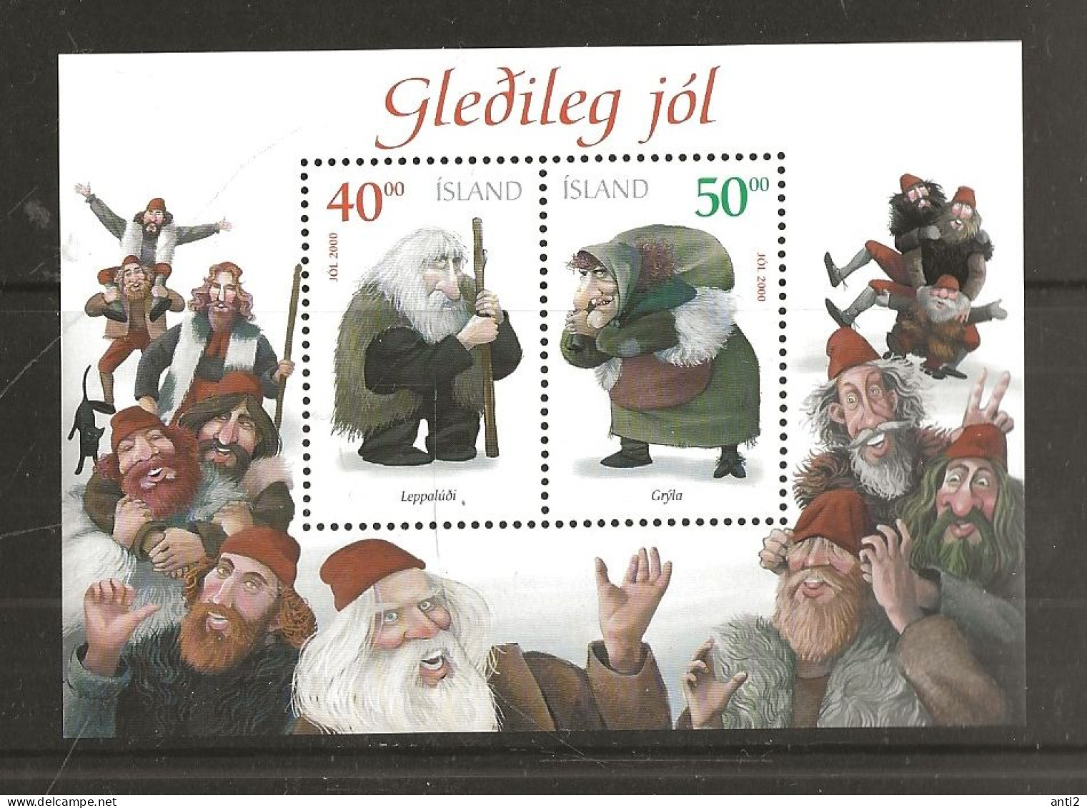 Iceland, Island  2000 Christmas, Parents Of The Icelandic Christmas Boys,  Leppalúði  And Gry'la. Mi  Bloc 28, MNH(**) - Neufs