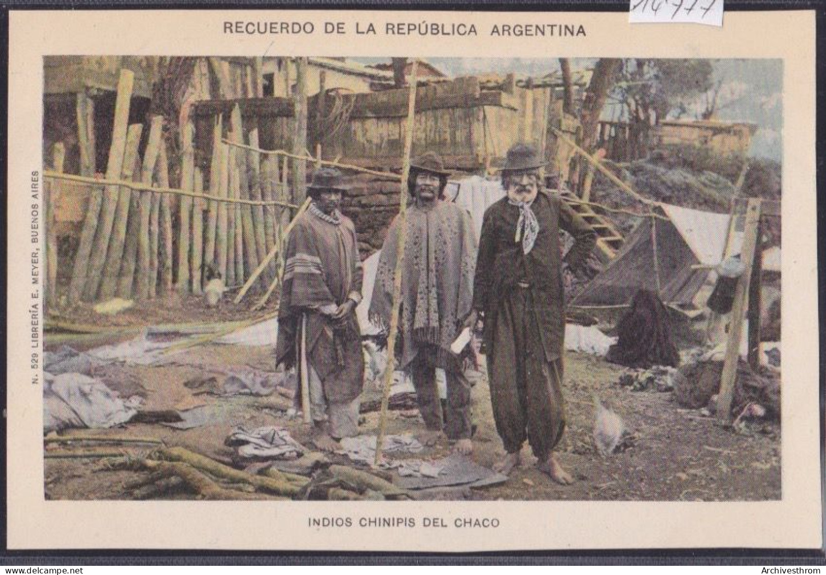 Recuerdo De La Republica Argentina - Indios Chinipis - Coloreado (14'777) - Argentine