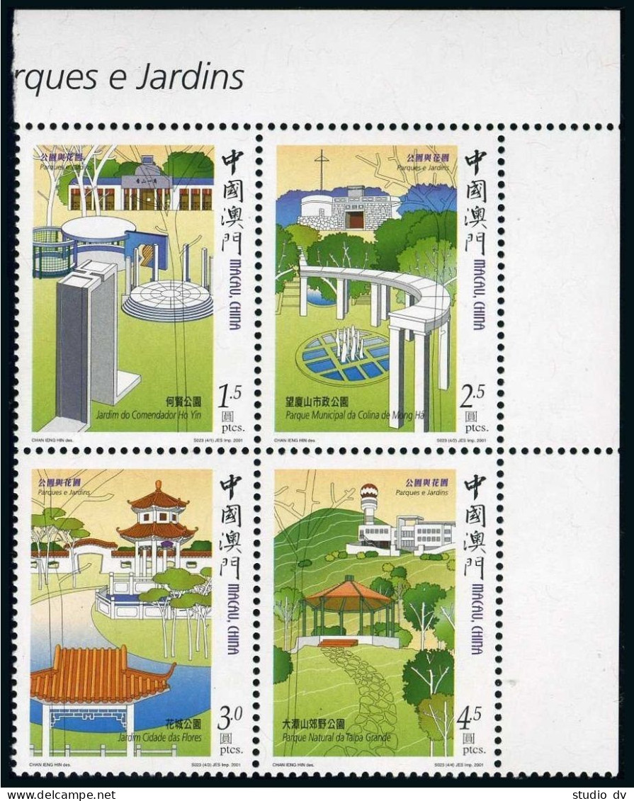 Macao 1078 Ad Block, MNH. Parks & Gardens 2001. Comendador Ho Yin Garden, - Nuovi