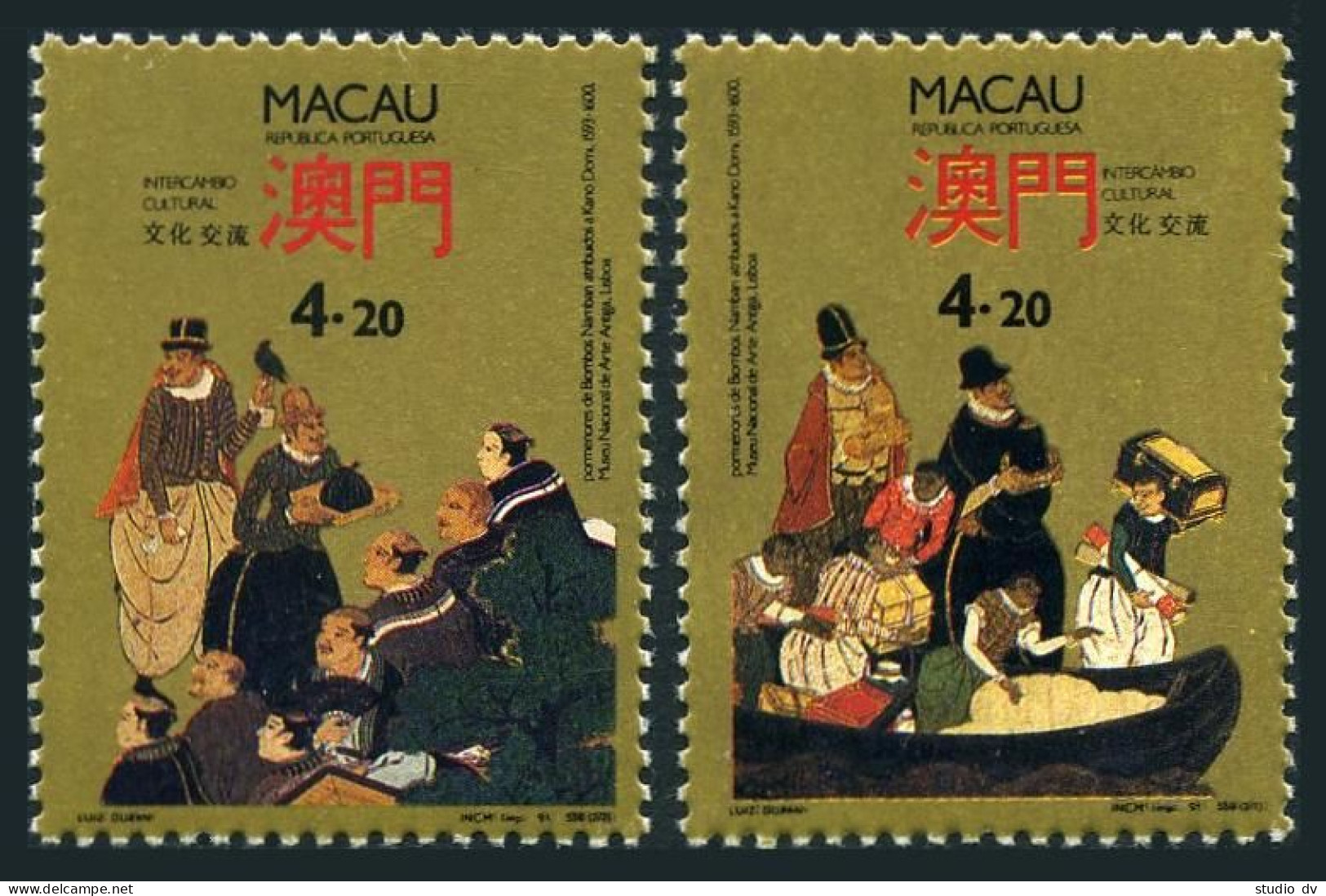 Macao 656-657, MNH. Mi 684-685. Cultural Exchange, 1991. Uploading Boat. - Nuevos