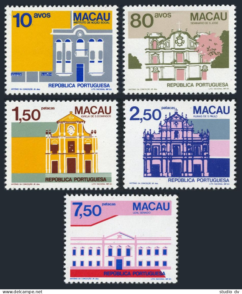 Macao 472-476,MNH.Michel 500-504. Public Buildings And Monuments,1983.Churches, - Nuovi