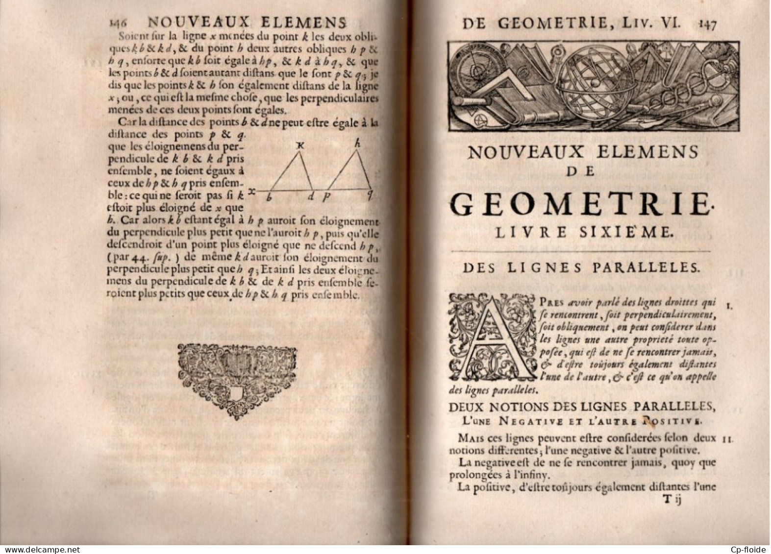 LIVRE . " NOUVEAUX ELEMENS DE GEOMETRIE " 1683 . CHEZ GUILLAUME DEPREZ - Réf. N°301L - - Ante 18imo Secolo