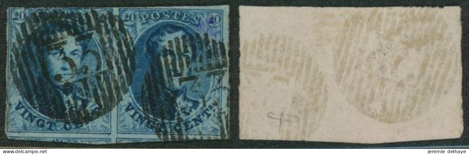 Médaillon - N°11A En Paire Légèrement Effleuré Obl Distribution D33 "Marbais" - 1858-1862 Medaillons (9/12)