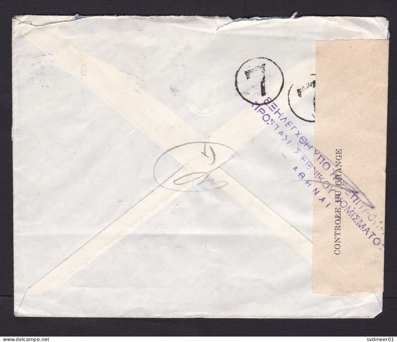 Greece: Cover To Switzerland, 1940s, 3 Stamps, Value Overprint, War, Customs Currency Control Label (minor Damage) - Briefe U. Dokumente