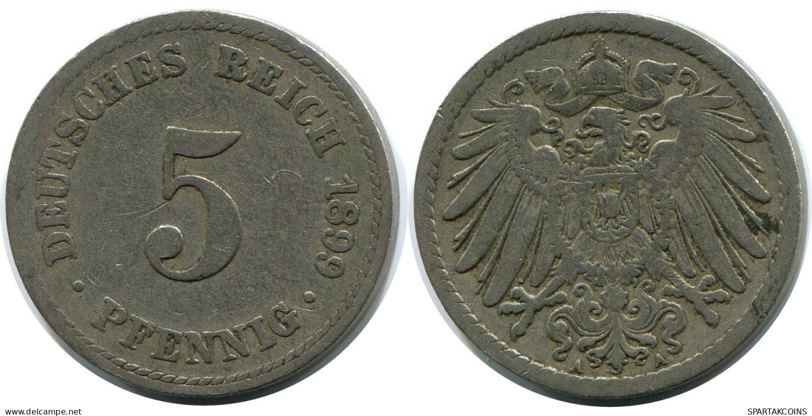 5 PFENNIG 1899 A ALLEMAGNE Pièce GERMANY #DB146.F.A - 5 Pfennig