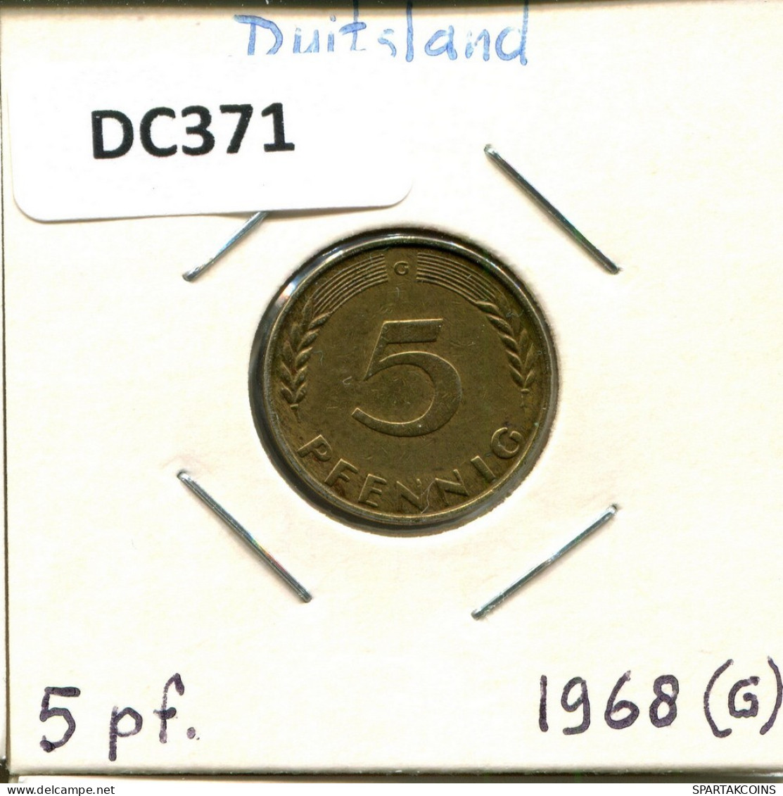 5 PFENNIG 1968 G BRD DEUTSCHLAND Münze GERMANY #DC371.D.A - 5 Pfennig